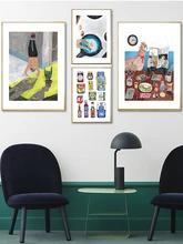  Abstract Store Cupboard Cartoon Posters Wall Art Prints Food Coffe Canvas Painting Flowers Decor Pictures For Dining Room Decor 