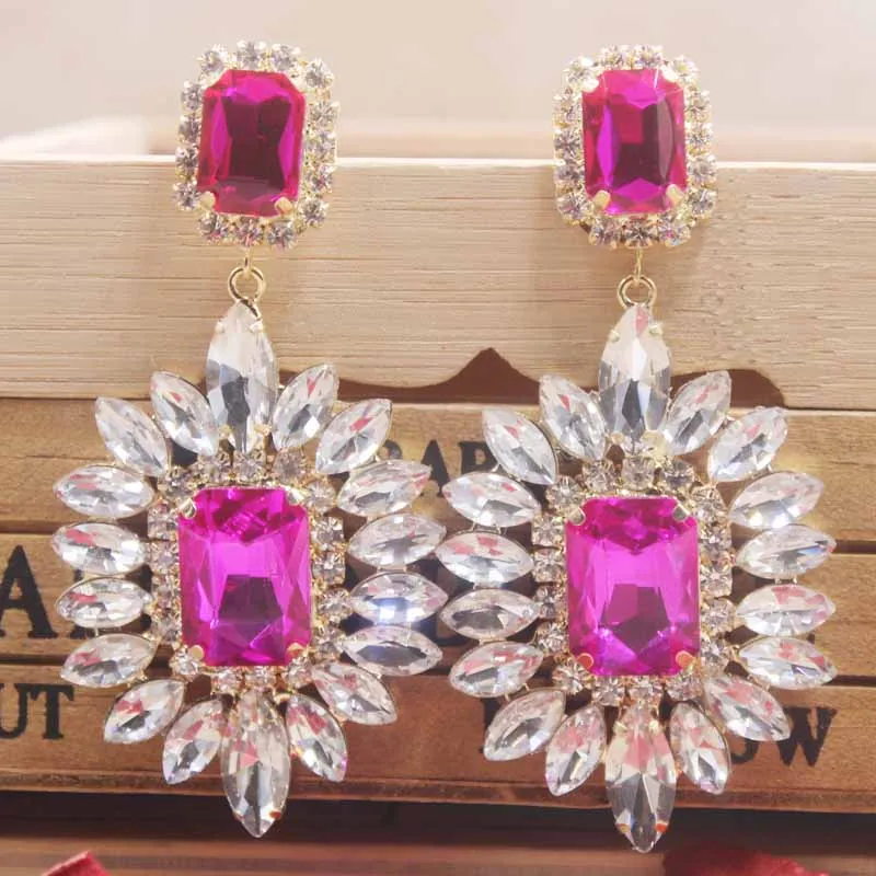 1 цвет 4 материал choosefashion rhinestone Висячие серьги нежные красочные Кристальные серьги masquarde/make up ювелирные серьги - Окраска металла: same as pic