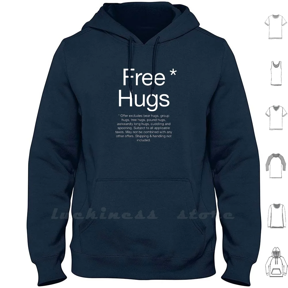 Free Hugs * Hoodies Long Sleeve Free Hugs Disclaimer Terms Conditions Caveats Funny Typography Type