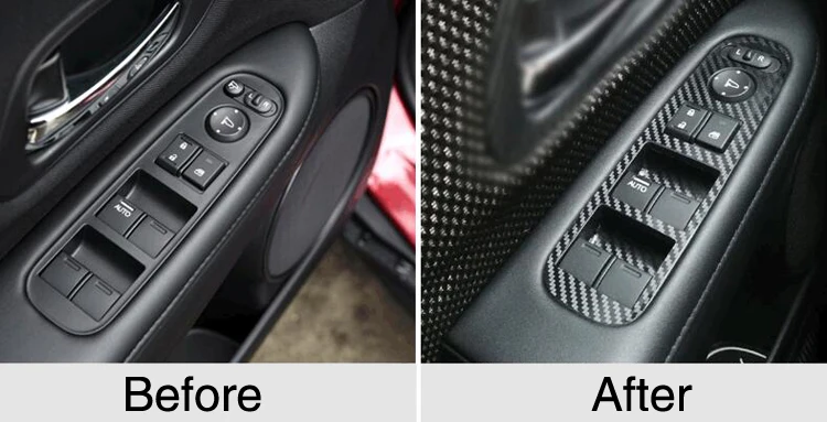 Стайлинг автомобиля наклейка черного цвета из карбона на окна кнопка