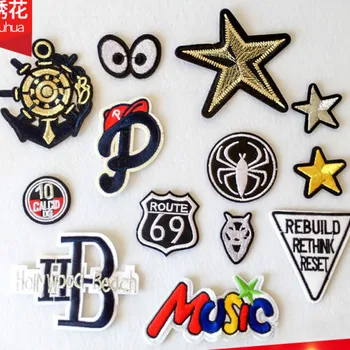 

100pcs/lot Embroidery Patches Anchor Spider Skull Jacket Jean Backpack Clothing Decoration Accessory Iron Heat Transfer Applique