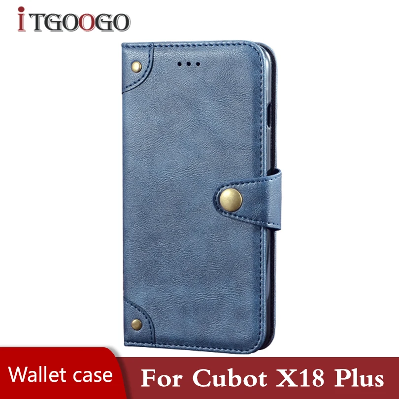Чехол-книжка с бумажником для Cubot X18 Plus кожаный чехол противоударный Магнитный