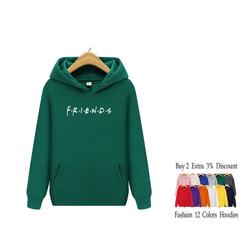 

Autumn Fashion Women and Men Hoodies Casual FRIEND Letter Printed Printed Loose Pullover Sweatshirt Harajuku Female Hooded Tops