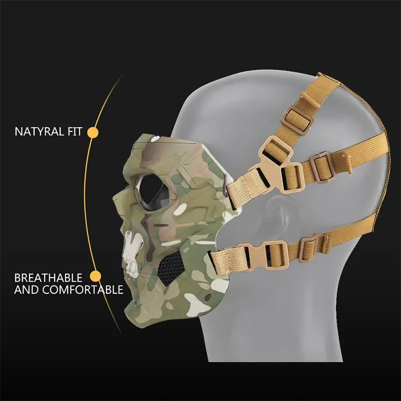 Halloween Skeleton Airsoft Mask Full Face Skull Cosplay Masquerade Party Mask Paintball Military Co