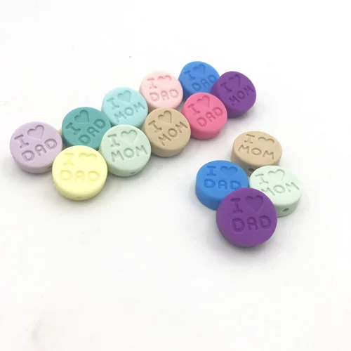 candy colors 2 100 шт./лот, силиконовые бусины с алфавитом "I Love Mom", круглые бусины с надписями для прорезывания зубов, пищевой детский прорезыватель, сделай сам, Набор браслетов, свободные бусины - Цвет: candy colors 2