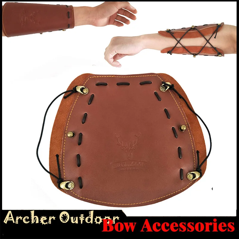 

1pcs Traditional Cowhide Genuin Leather Archery Arm Guard Restraint Protector Pull Bow protect Arm For Hunting Archery Accessory