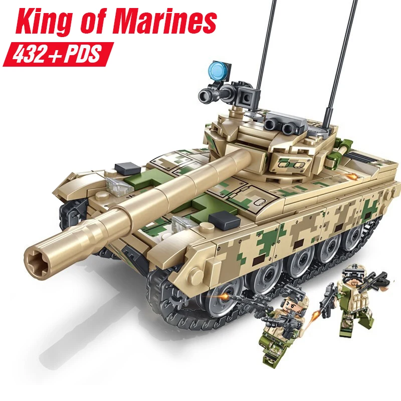 

NEW 432Pcs Military WW2 Heavy VT-4 Main Battle Tank World Vehicle Building Block Compatible Legoing Model Bricks Kits Kids Toys