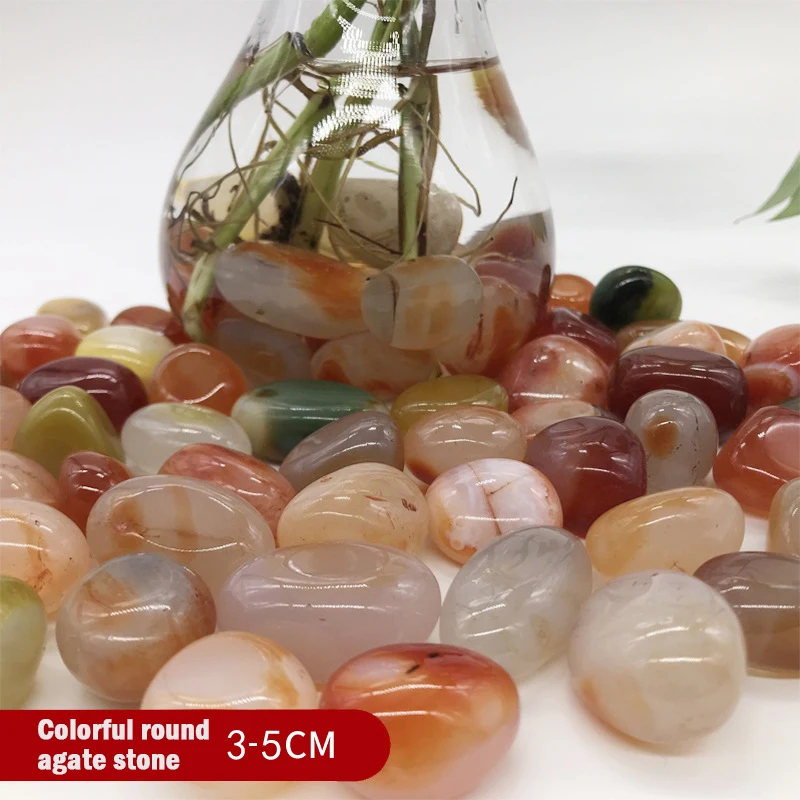 500 г/пакет многоцветный камень Yuhua натуральный камень украшение цветочный горшок многоцветный камень Круглый Агат камень для украшения аквариума - Цвет: Colorful 3-5cm