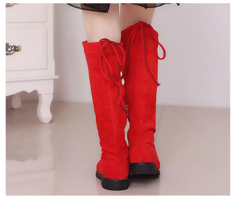 Сапоги до колена; сапоги "Принцесса" осень-зима детские толстые Термальность теплые сапоги Размеры 26-36 чёрный; коричневый и красного цветов для девочек Высокие сапоги