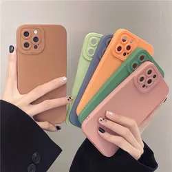 for iPhone 13 Pro Max Case Matte Lens Protect Silicone Cover for iPhone 12 Pro 11 7 8 Plus XR XS X SE 2020 Rubberized Phone Case