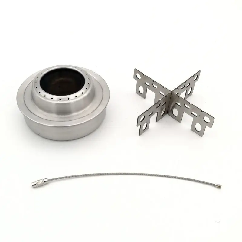 Outdoor Alcohol Stove Small Round Portable Stainless Steel Camping Cooking Burner With Stand Support Rack tools