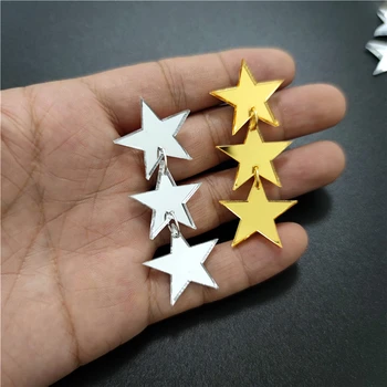 Shiny Stars Earrings for Women Gold Silver Color Mirror Acrylic Jewelry Casual Fashion Accessories