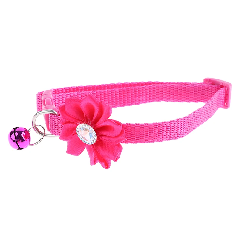 Rose Red Аксессуары для кошек ошейник для домашних животных Колокольчик цветок регулируемая легко носить Пряжка ошейник для собак колокольчики прекрасный цветок кошка ожерелье товары для домашних животных - Цвет: Rose Red