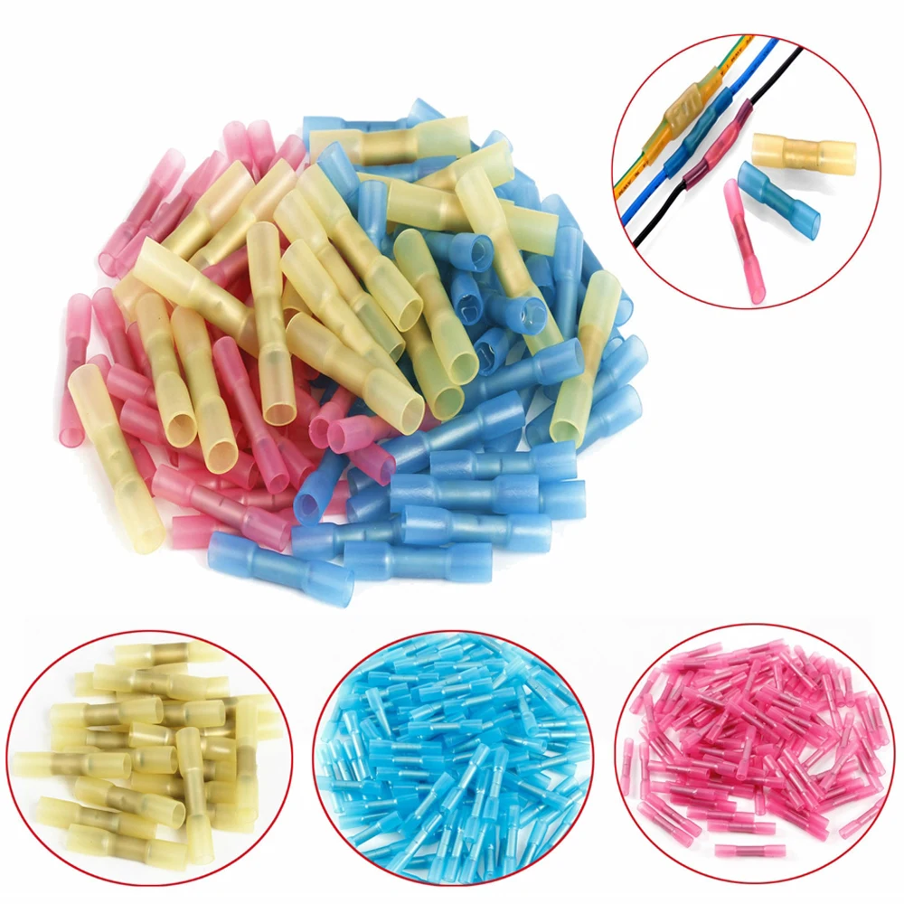 100pcs/set Waterproof Solder Seal Heat Shrink Solder Butt Crimp