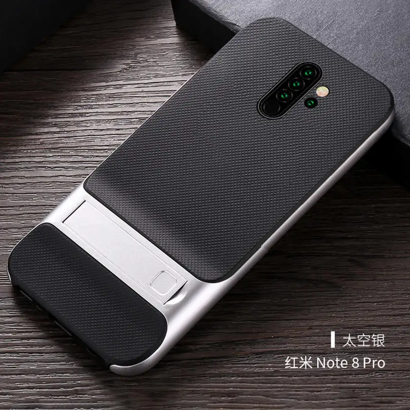 Black space silver Кронштейн для Xiaomi Redmi Note 8 Pro чехол для телефона Роскошный тонкий чехол на заднюю панель телефона для Funda Redmi Note 7 Чехол Redmi Note 7 Pro 7S 6 Pro - Цвет: Black space silver