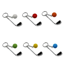 448D Creative Gift for Sports Lover Golf Keychain Mini Golf Rod & Golf Ball Key Ring