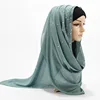 Women Muslim Plain Bubble Pearl Chiffon Scarf Hijab Hot Sale Diamond Rhinestone Shawls Headband Foulard Femme hijabs Scarves New 4