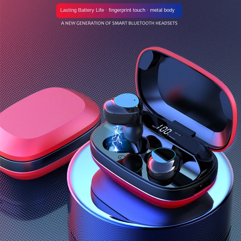 Free shipping Bluetooth headset 5 0 TWS Metal movement Waterproof and noise reduction LED digital display Portable charging box