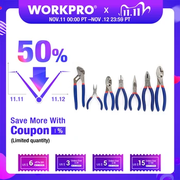  WORKPRO 7 шт. электрик плоскогубцы провода кабельный резак плоскогубцы Набор плоскогубцы для сантехника плоскогубцы с длинным носом 