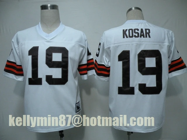 Черный Stitiched, Cleveland s, Jim, Bernie Kosar, возврат для мужчин Джерси - Цвет: Черный