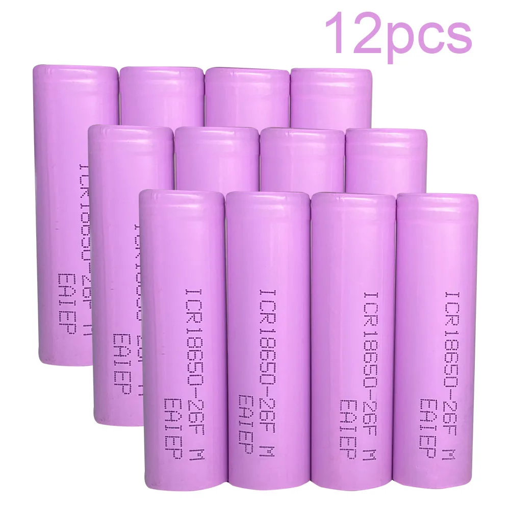 12PCS 18650 Battery 4 шт аккумулятор 18650 2600mah 3,7 V Аккумулятор для 18650 power bank DIY фонарик - Цвет: 12PCS 18650 Battery