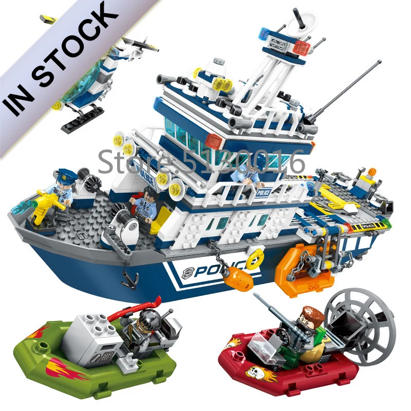 

City 9796 Coast Guard Pursue and Attack include Boat Ship Helicopter 869Pcs Model Building Blocks Compatible with 60167 Toys