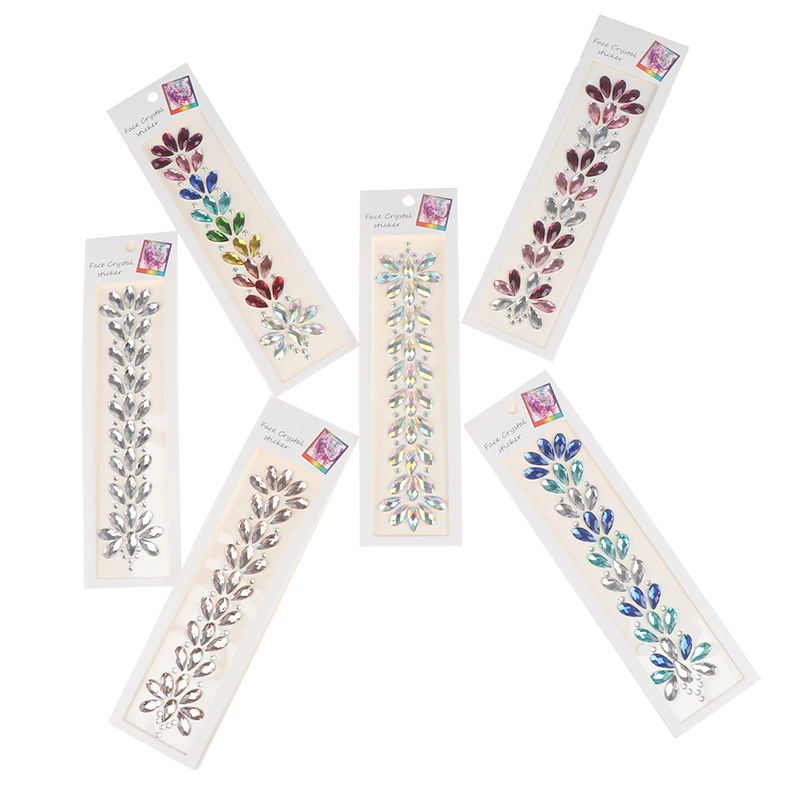 Temporary Tattoo Stickers 3D Crystal Stickers Forehead Headpiece Hair Glitter Face Body Gems Shiny Sticker