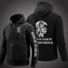 2021 Male Cotton Solid Color SOA Tops Sons of Anarchy Zipper Jackets SAMCRO Unisex Hip Hop Sweatshirts Sport Autumn Hoodies