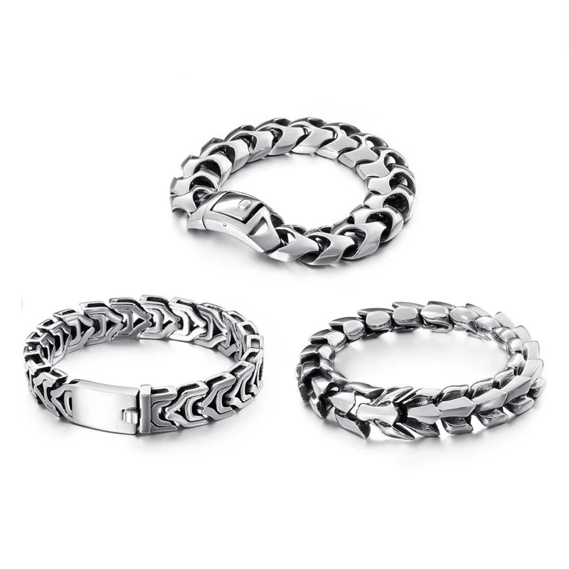 Панк Рок стрелка в форме велосипеда байкер браслет Винтаж для мужчин из нержавеющей стали Дракон Киль цепочка браслет на запястье хип-хоп мужские ювелирные изделия