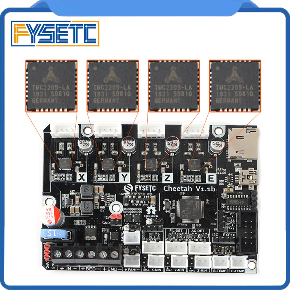 Tanie Cheetah v1.1b 32bit pokładzie TMC2209 UART cichy pokładzie Marlin 2.0 SKR mini E3 TMC2208 dla Creality CR10 Ender 3 Ender 3 Pro Ender 5