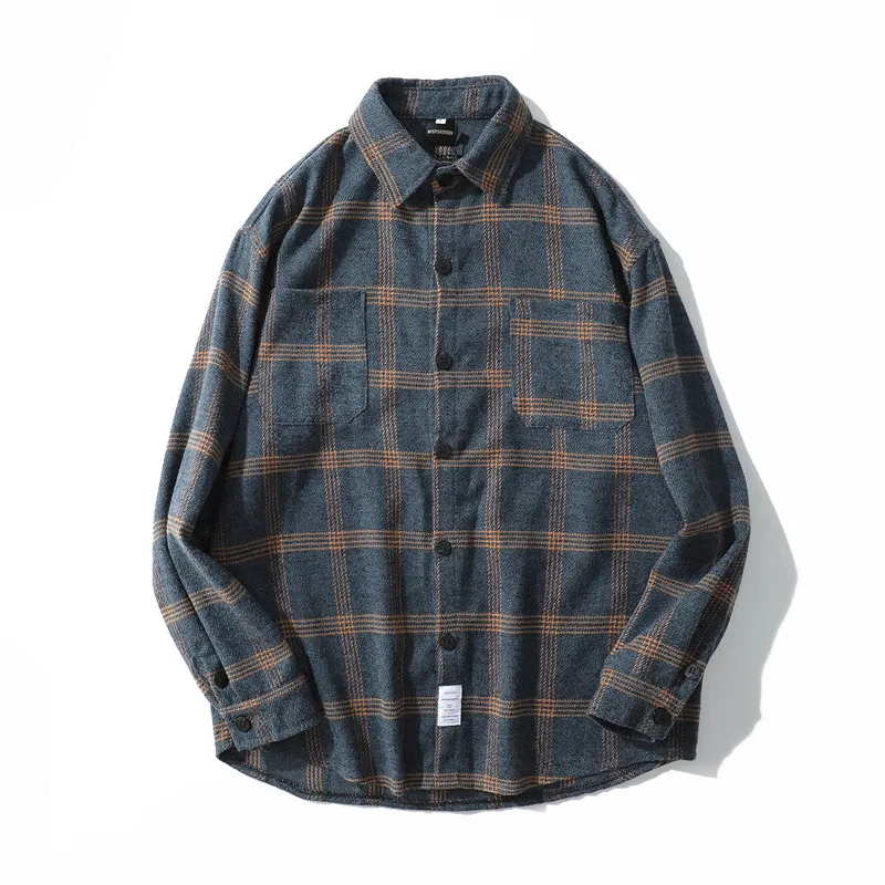 Spring Autumn Long Sleeve Shirts Flannel Plaid Vintage Streetwear Casual Fashion Pocket 2020 Korean Jacket Harajuku Shirts