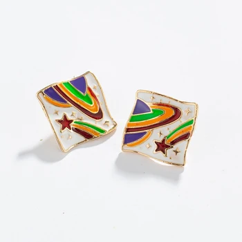 

Square Earring Creative Universe Earrings for Girl Cute Star Stud Earrings Statement Brincos Ear Accessories Gift