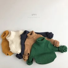 Pull tricoté doux à manches longues et col roulé pour enfant, vêtement d'hiver chaud, couleur unie, pour fille et garçon 