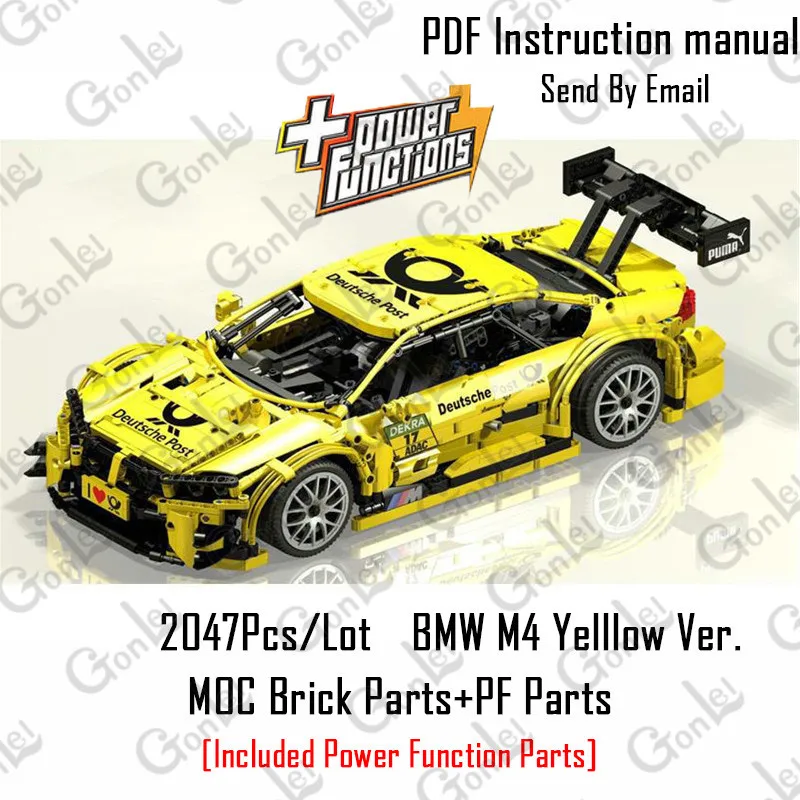 Technic RC двигатель мощность Функция автомобиль M4 спортивные автомобили строительные блоки кирпичи самодельные игрушки подарки подходят для MOC-4142 Brinquedos - Цвет: Yellow with PF