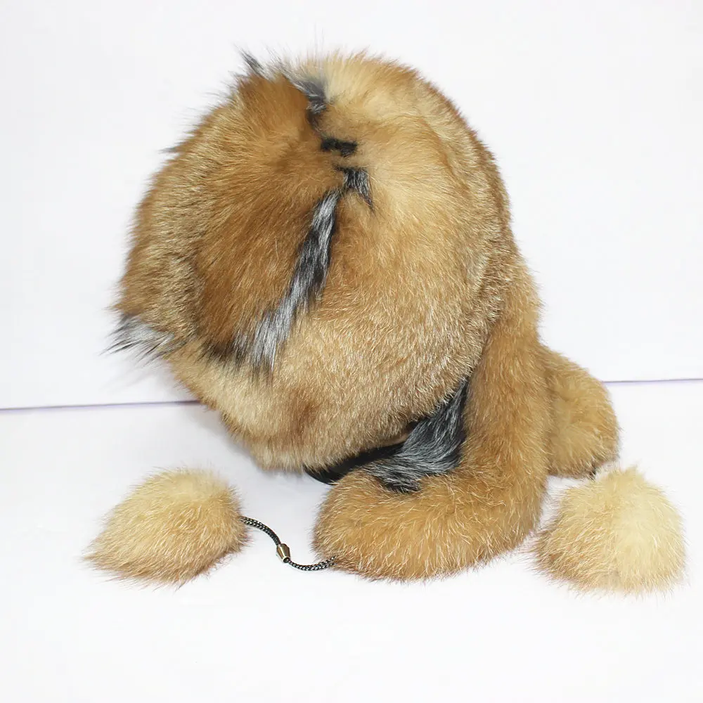 real Fox fur Hat Woman bombei Natural fur hat female Ear protectors cap New Model