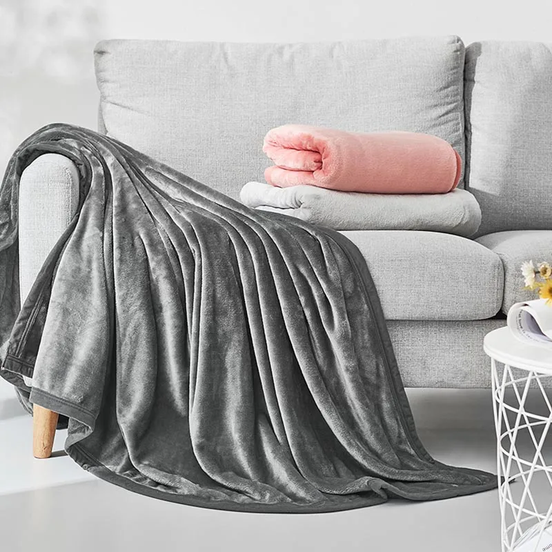 Fleece Blanket Bedspreads Bed-Stitch Sofa Plead-Cover Soft-Quality Duvet Adult Home Solid