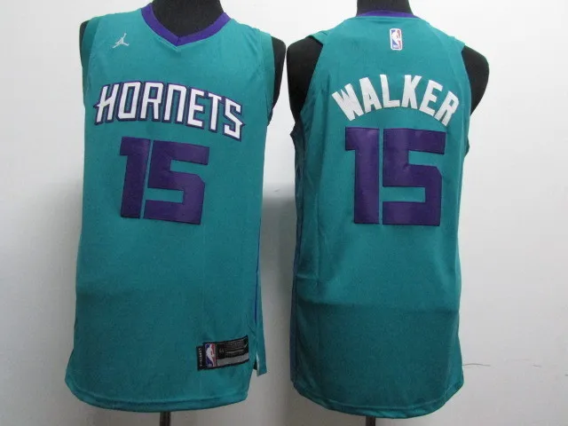 Бежевый Баскетбольные майки Charlotte Kemba Walker Синий фиолетовый черный белый мужские - Цвет: Бежевый