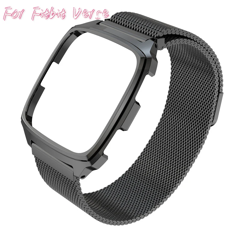 

Protective Case+Milanese Loop Watch Strap For Fitbit Versa New Design watch Band Wristband For Smart Watch Metal Accessories