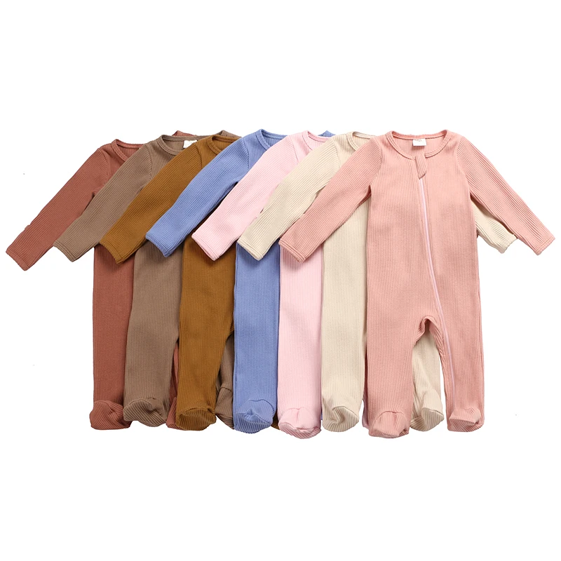 Ткань в рубчик с молнией Kaiya Angel Footies зимняя одежда для новорожденных мальчиков и