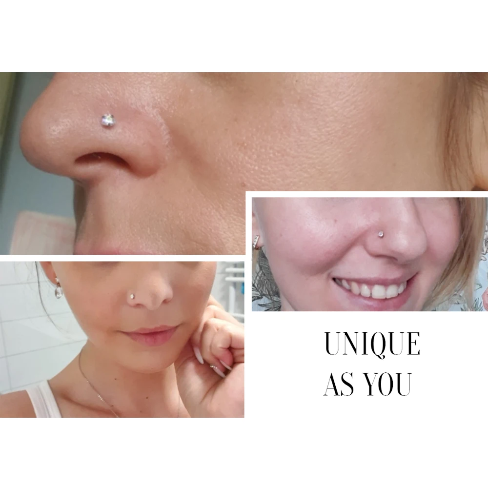 Piercing Jewelry Nose Studs Body Piercing Jewelry Body Jewelry ZS 3-12pcs/lot 20G Stainless Steel Nose Stud Set for Women CZ Crystal Round Nose Piercings L Shape Nostril Piercing Body Jewelry