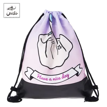 

Who Cares Women Drawstring Bag Children Shoe Bags For School Fashion 3D Printing Leather Gym Pouch Fabric