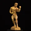 Hand-Carved Wooden Muscle Man Fitness Statue - Exquisite Handmade Decorative Figurine 2