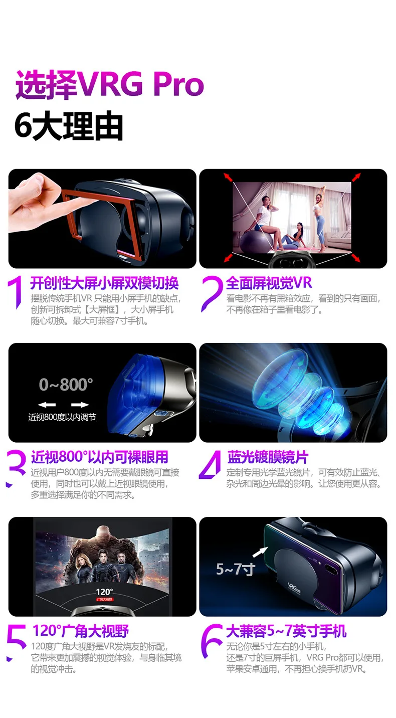 Стиль VR очки только для мобильного телефона 3D шлем виртуальной реальности волшебное зеркало Blueray умный подарок поколение жира