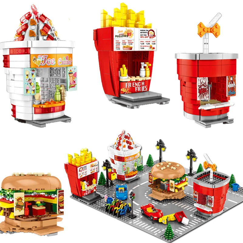 

City Street View Building Blocks Compatible LegoINGlys Kid DIY Hamburg House Blocks Model Figures Assemble Bricks Sets Toys Gift