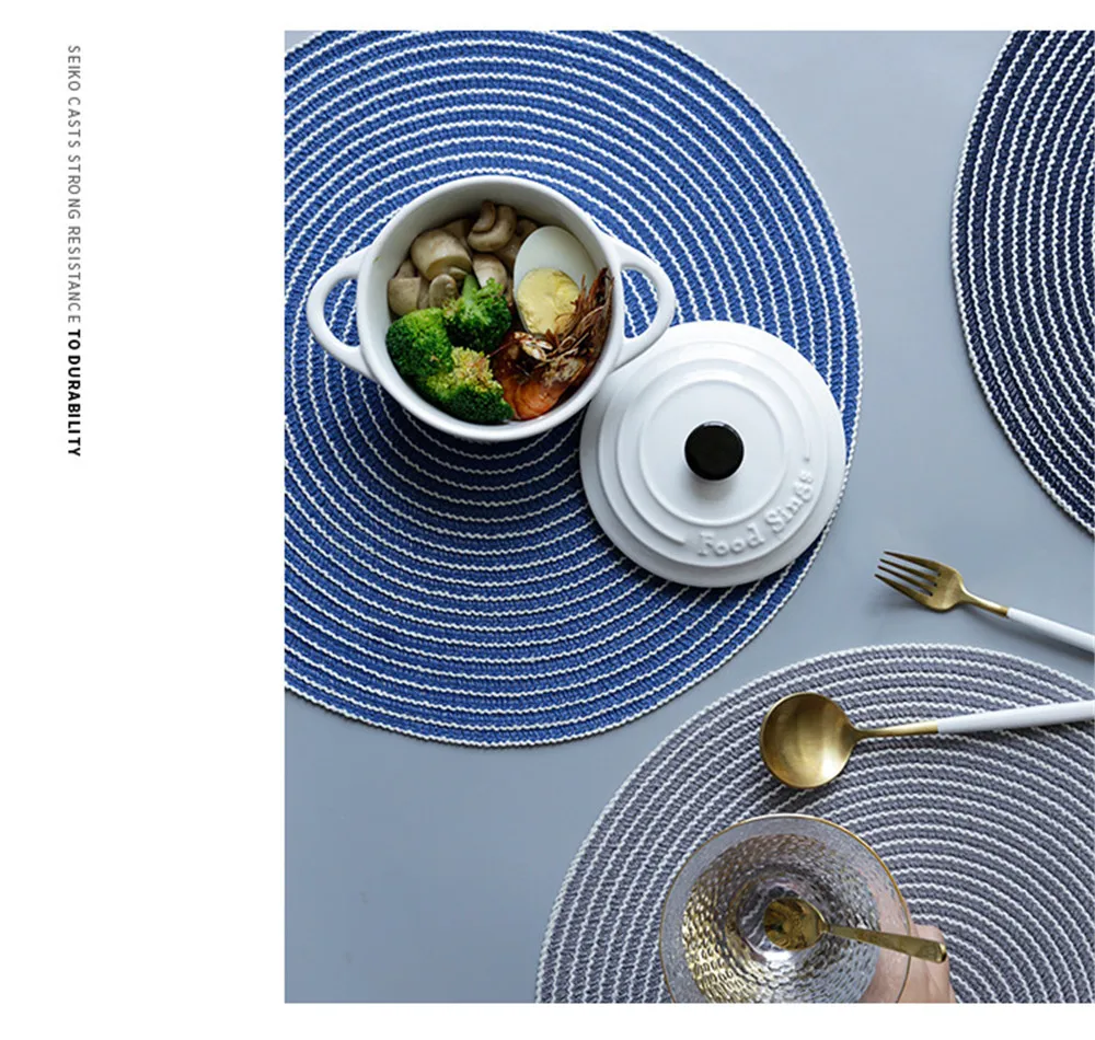 Ins Cotton Insulation Mat Pad Nordic Pastoral Round Heat-insulated Bowl Placemat Hexagon Mats Pads Home Decor Desktop Tableware