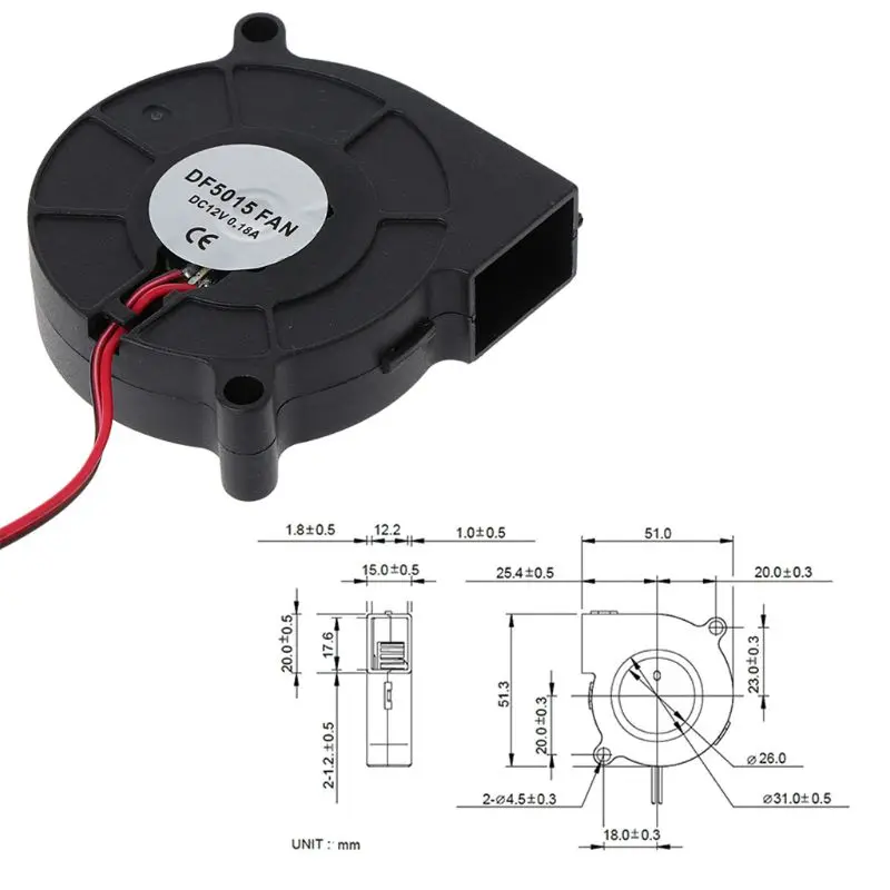 1Pc 12V DC 50mm Blow Radial Cooling Fan Hotend Extruder For RepRap 3D Printer | Компьютеры и офис