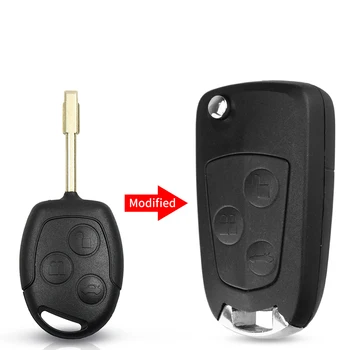 KEYYOU 3 pulsanti modificato chiave a distanza Flip Fob Shell per Ford Focus Mondeo Fiesta C-MAX Fusion Transit KA Uncut Key Case Stying - KEYYOU 3 pulsanti modificato chiave a distanza Flip Fob Shell per Ford Focus Mondeo Fiesta