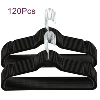 

Black Velvet Non-Slip Thin Clothes Clothing Hangers Space Saving Closet Storage Helper Household