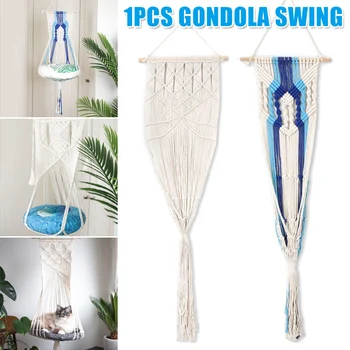 

Newly Boho Cat Swing Cage Handmade Macrame Pets Support Nordic Pet House Cat Hanging Sleeping Chair Seats Toy