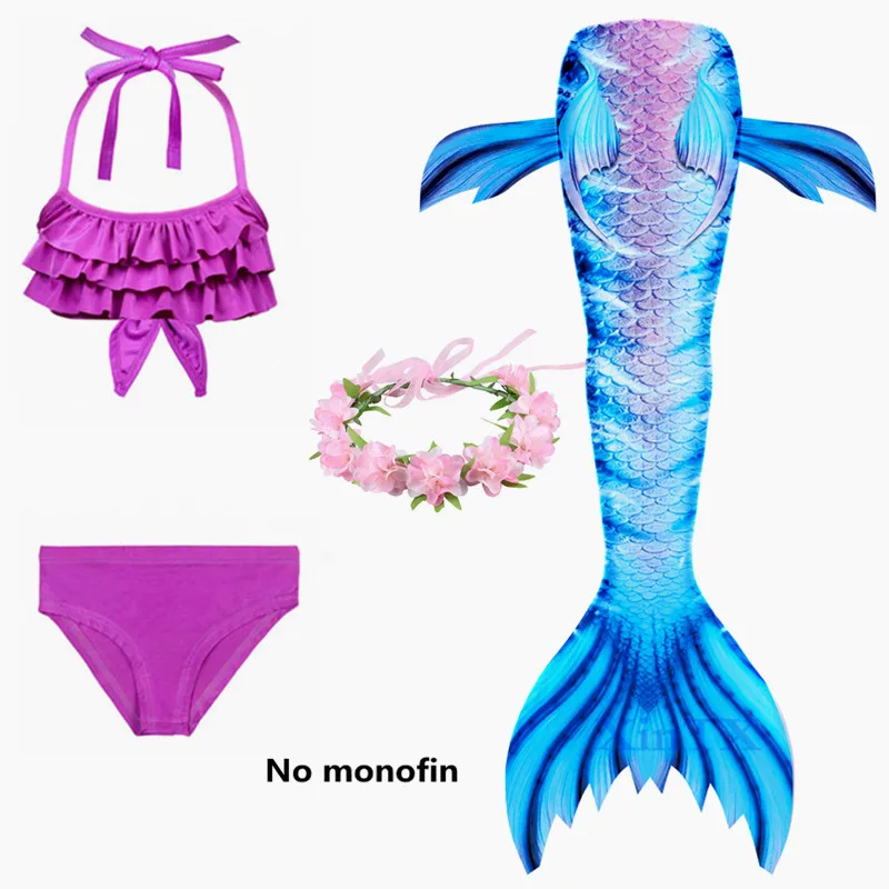 4pcs as picture show Новые Девушки С флиппером Monofin для хвостов русалки бикини девушки могут добавить Monofin Fin очки с гирляндой одежда Купальники - Цвет: 4pcs as picture show